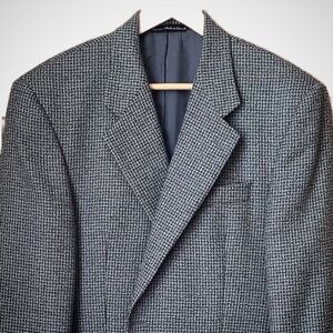 VINTAGE Shipley Cool Tones Houndstooth Wool Blazer Size 42S